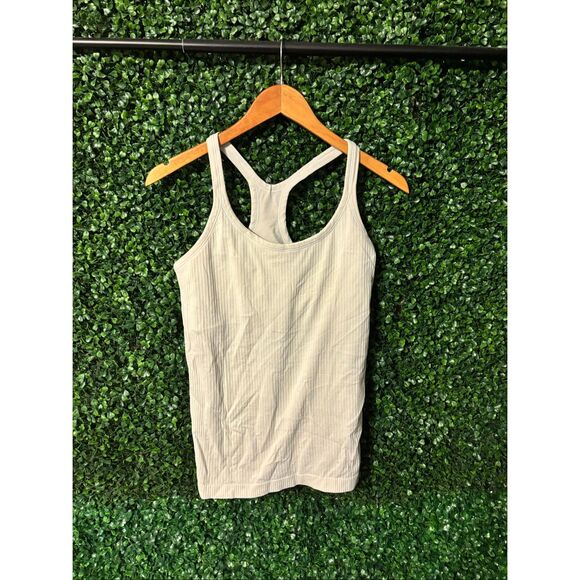Lululemon Off White Pearl Ebb to Street Full Length Tank Top Sz 8 - Picture 1 of 4